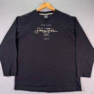 Vintage Sean John Long Sleeve Shirt Youth Large 16-18 Black Logo‎ Classic Y2K